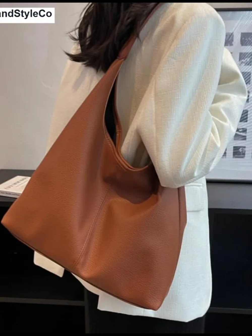 Slouchy Hobo Bag Retro Faux Leather Shoulder Purse